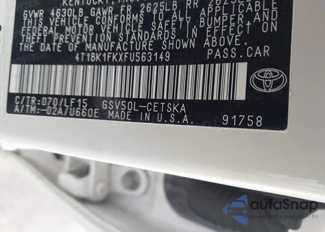 2015 Toyota Camry Xse V6 from USA, damaged, VIN 4T1BK1FKXFU563149